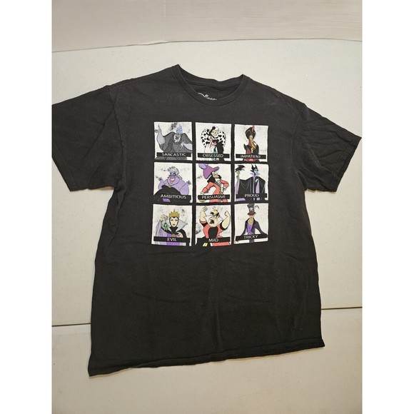 DISNEY VILLAINS CHARACTERS MEN'S T-SHIRT Unisex Large Black Tee Personalities - Picture 1 of 3